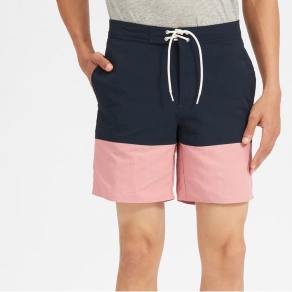 Everlane The Boardshort Navy Pink Colorblock‎ Size 30